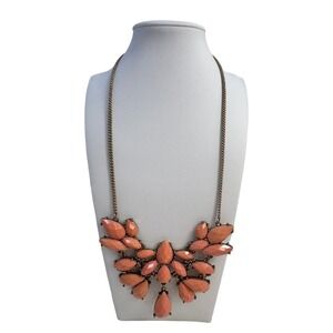 Chunky Statement Necklace Coral Peach Bib Boho Festival Y2K Vintage Retro